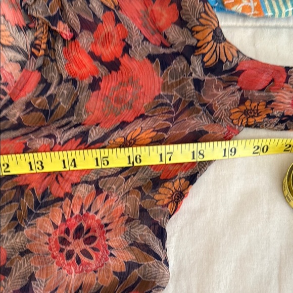 Anthropologie Orange and Gray Long Sleeve Sheer Dress - Picture 13 of 16